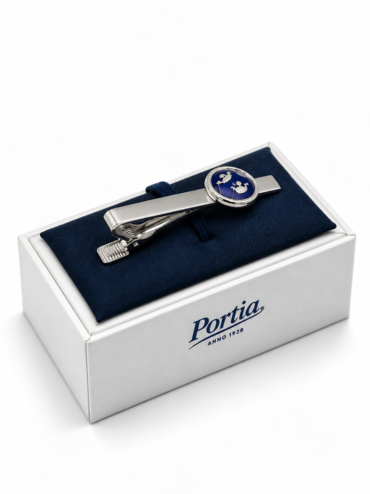 tie clip three kroner blue in color silver
