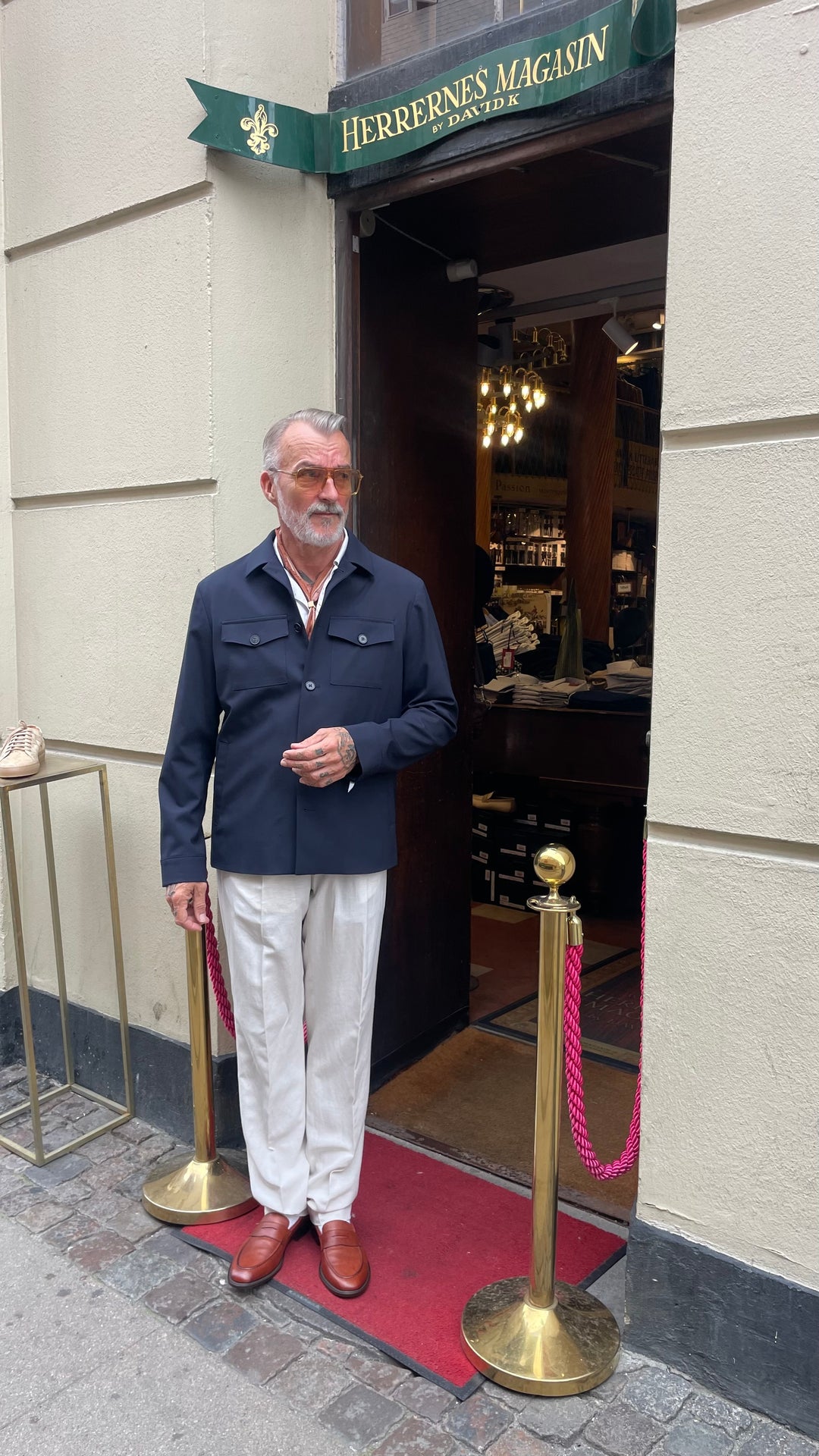 Navy overshirt med utility lommer