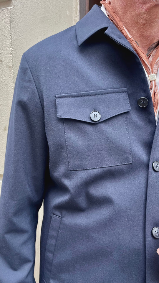 Navy overshirt med utility lommer