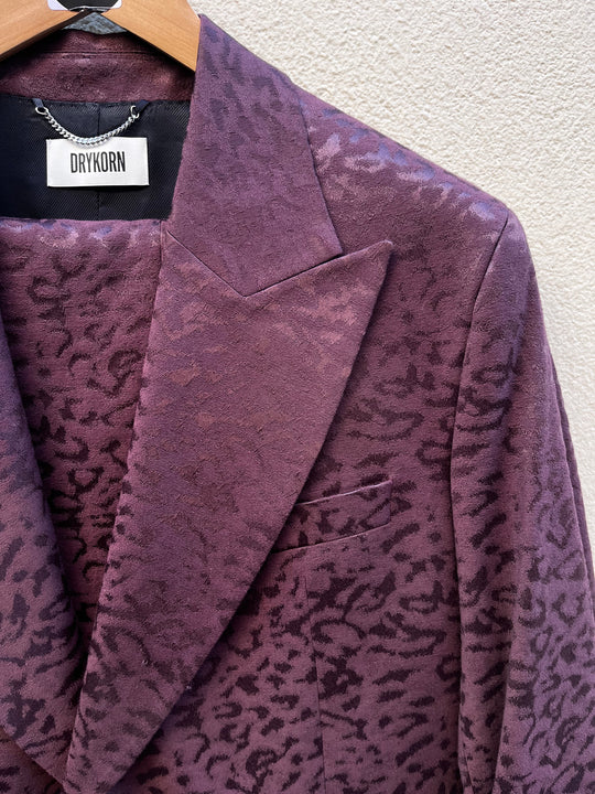 Bordeaux herrejakkesæt i leopard jacquard