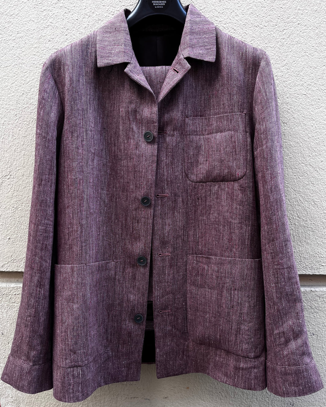 Overshirt suit meleret bordeaux i sildebensmønster – by David K