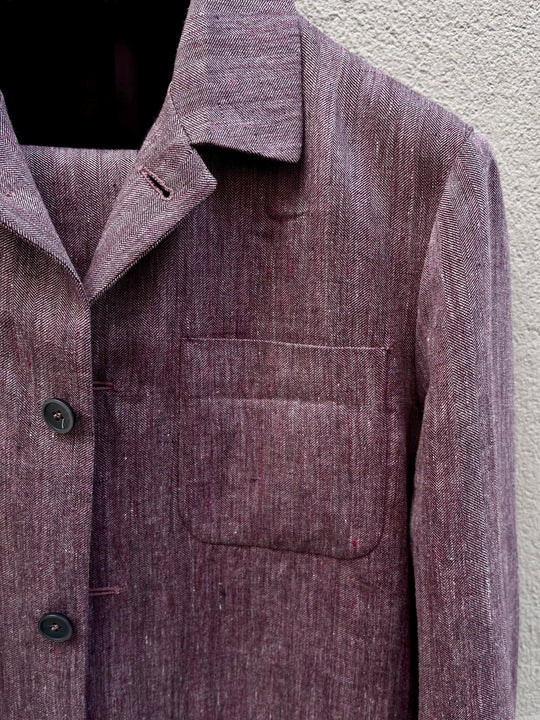 Overshirt suit meleret bordeaux i sildebensmønster – by David K