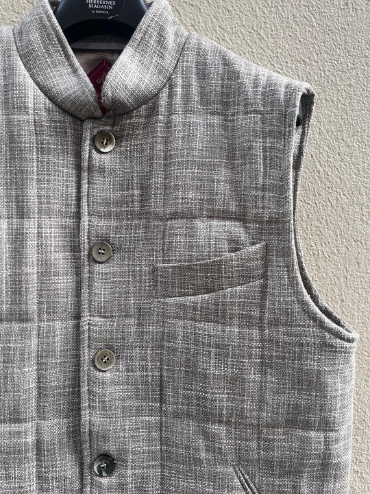 Kviltet outdoorvest, beige bouclé – by David K
