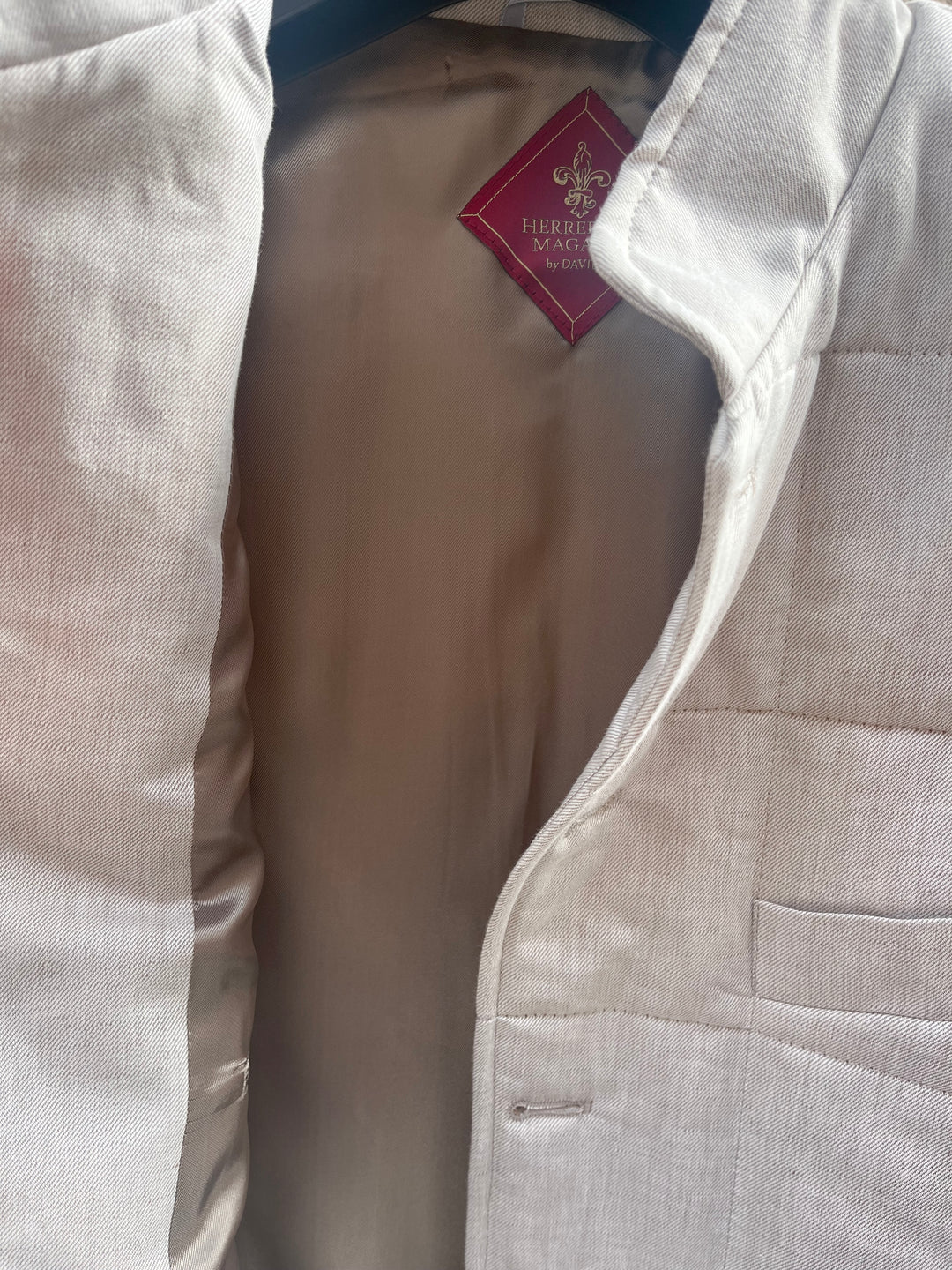 Kviltet outdoorvest, creme vævet hør/uld – by David K