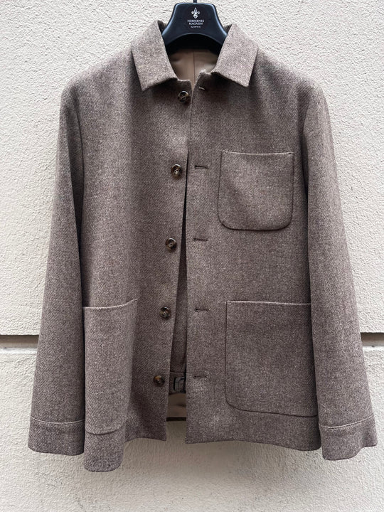 Brun overshirt suit i uld tweed – by David K