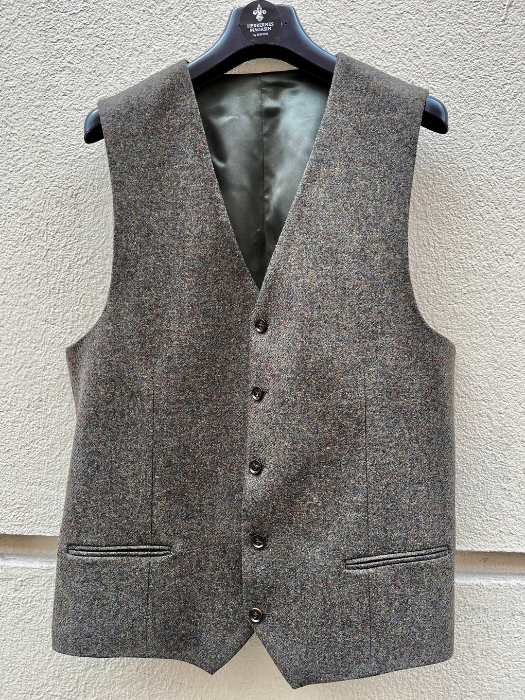 Mørkegrøn tweed vest