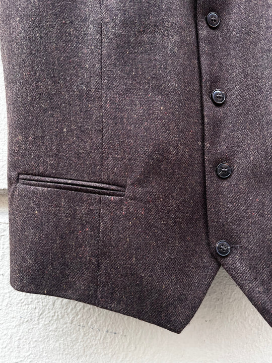 Mørkebrun tweed vest