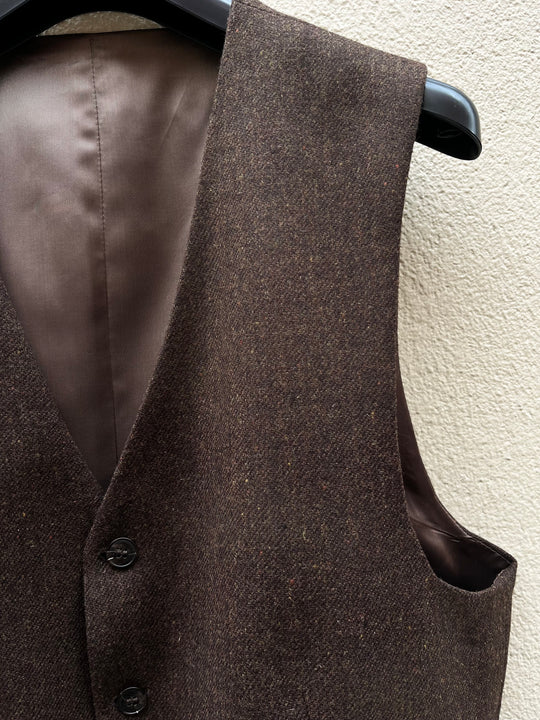 Mørkebrun tweed vest
