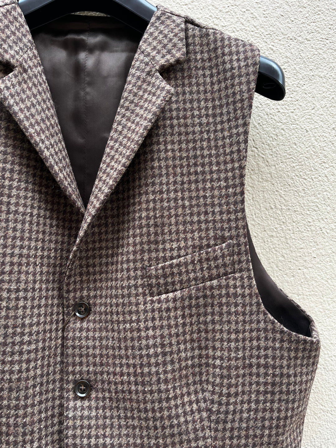Brun houndstooth tweed vest - notch revers