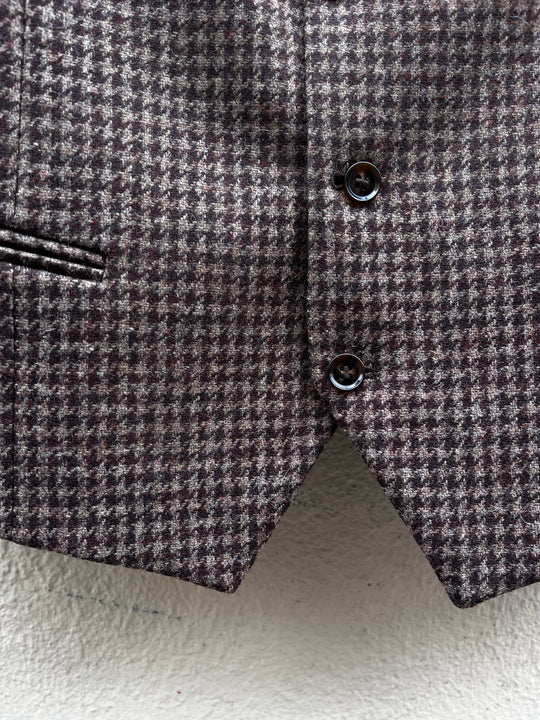 Brun houndstooth tweed vest - notch revers