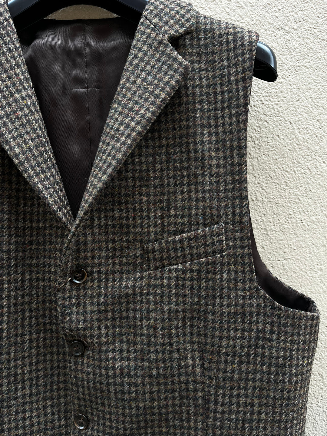 Grøn houndstooth tweed vest - notch revers