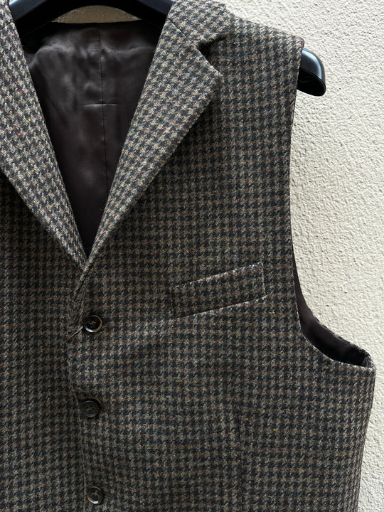 Grøn houndstooth tweed vest - notch revers