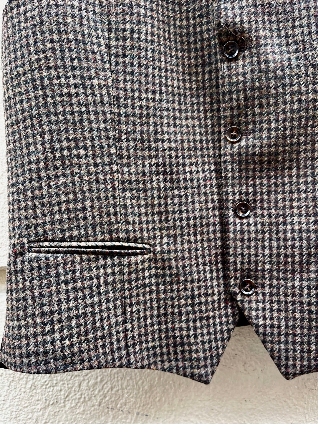 Grøn houndstooth tweed vest - notch revers