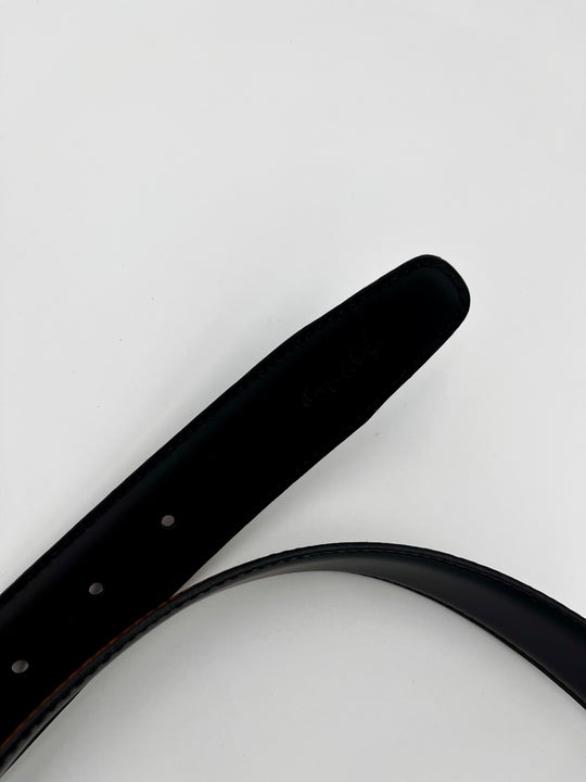 Black and Brown Reversible Belt with Dark Buckle