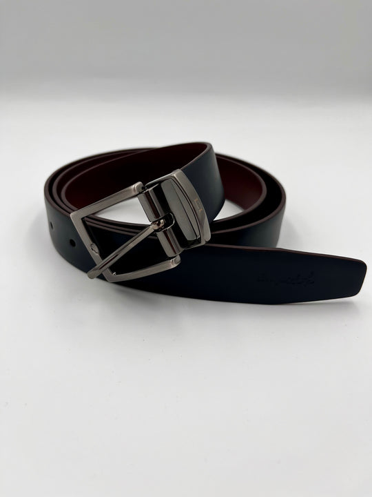 Black and Brown Reversible Belt with Dark Buckle