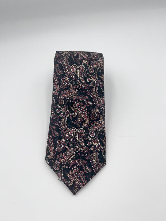 Sort silkeslips med brun og beige paisley, by David K