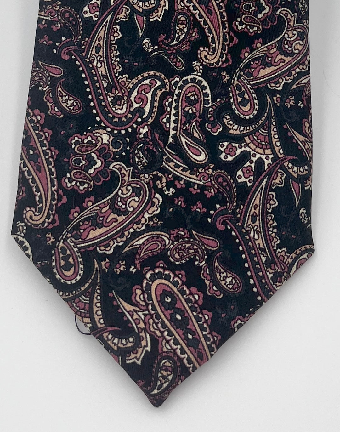 Sort silkeslips med brun og beige paisley, by David K