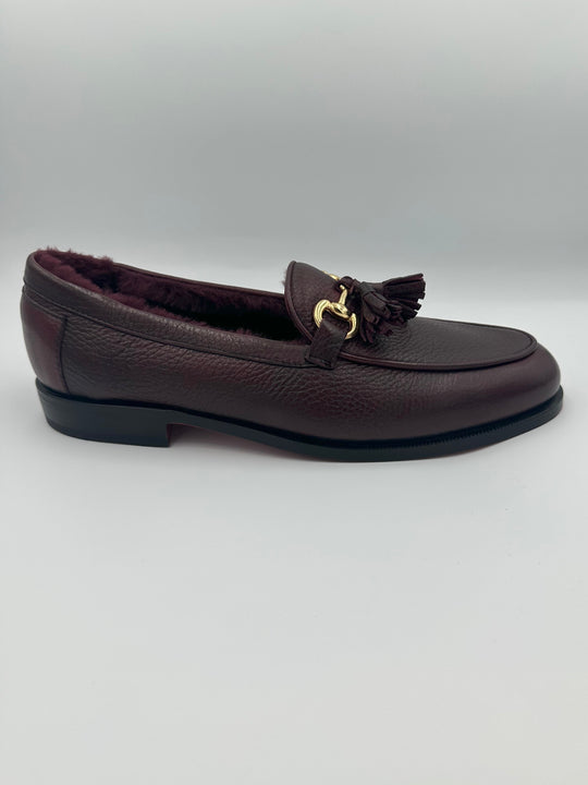 Bordeaux loafer med for, spænde og tassels - By David K
