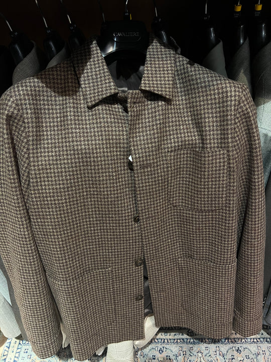 Brunt overshirt jakkesæt i houndstooth