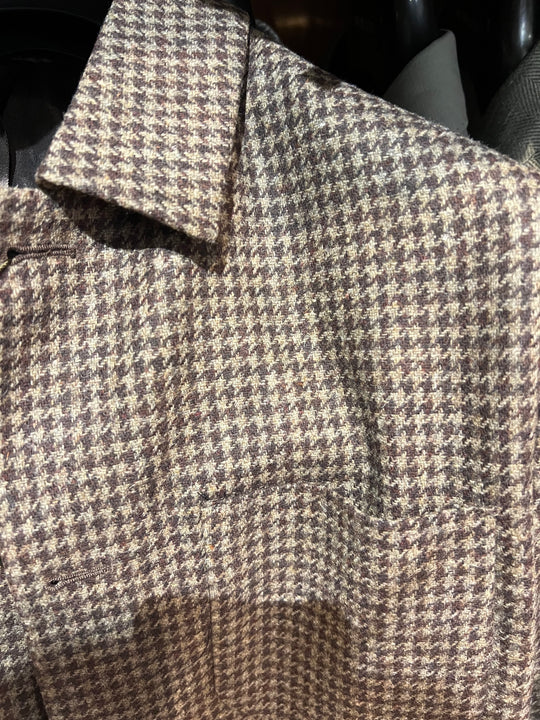 Brunt overshirt jakkesæt i houndstooth