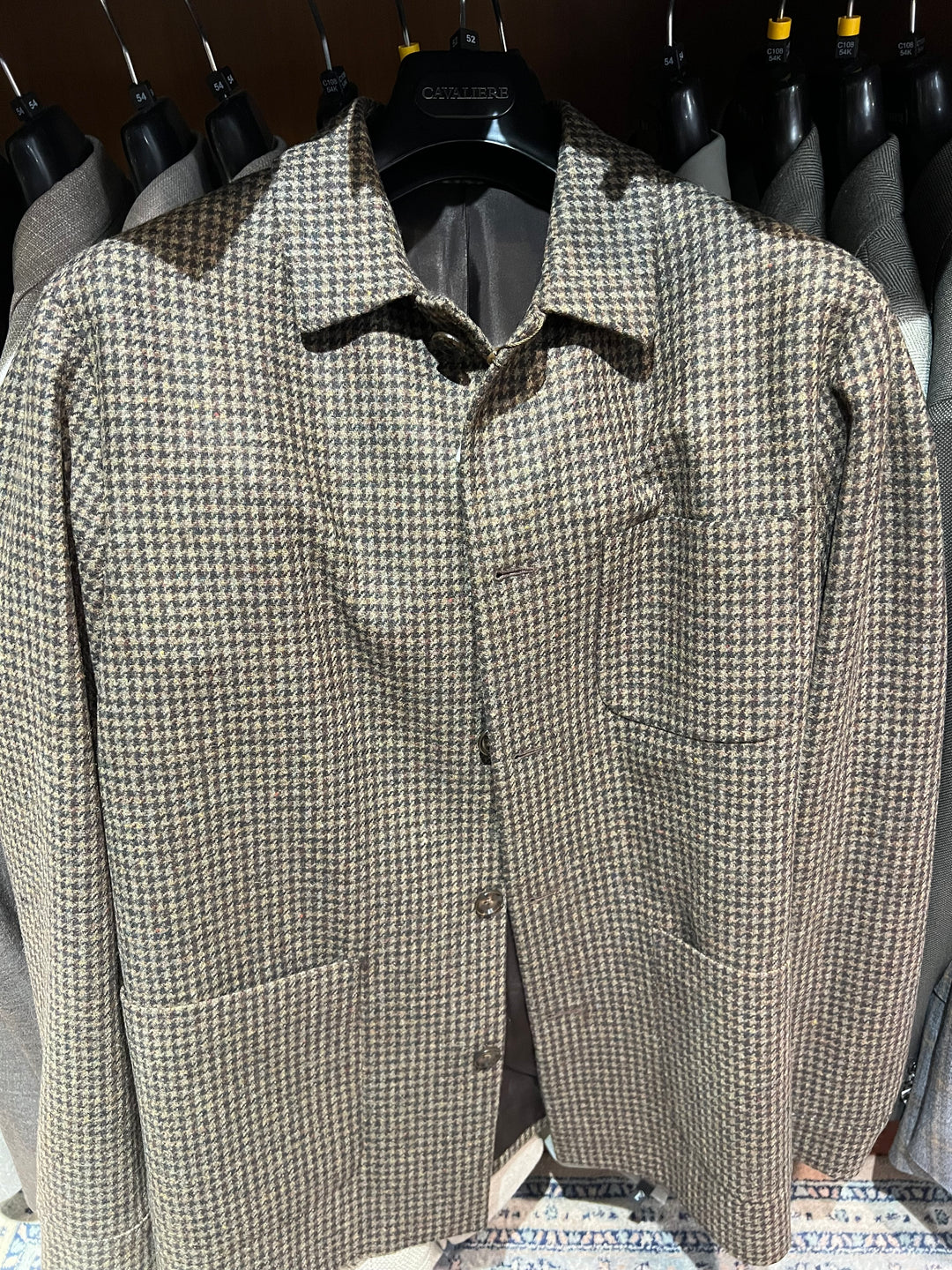 Grønt overshirt jakkesæt i houndstooth