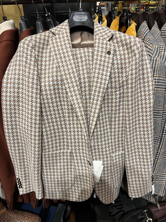Lyst houndstooth jakkesæt i uld/silke by DavidK