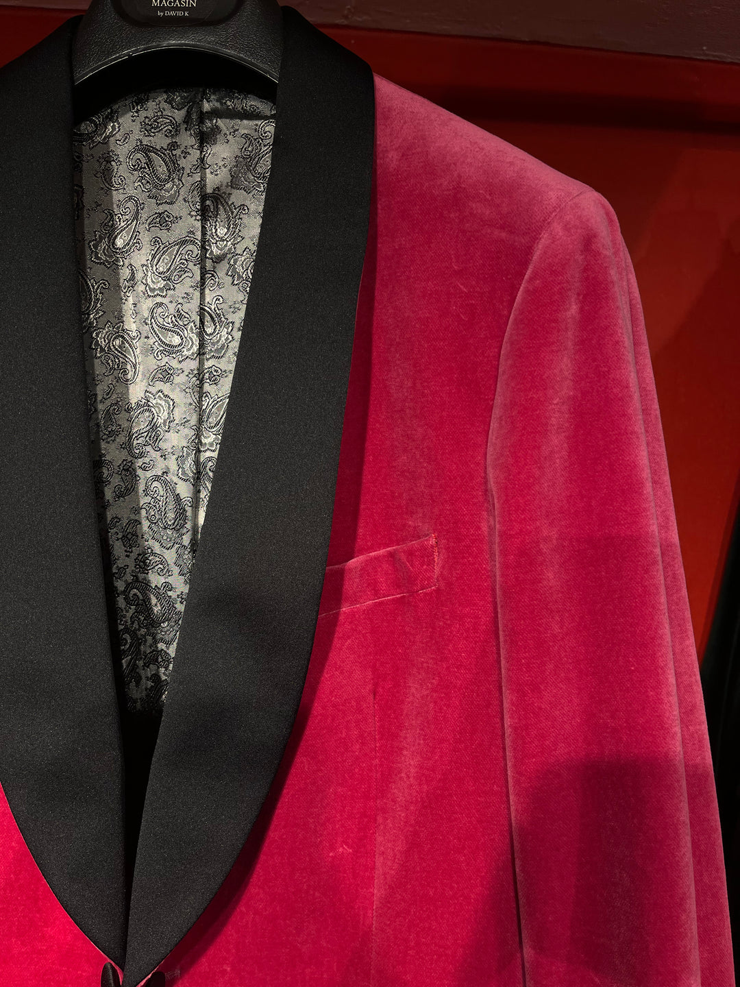 Velour Herrejakke Smokingjakke Pink Spidsrevers