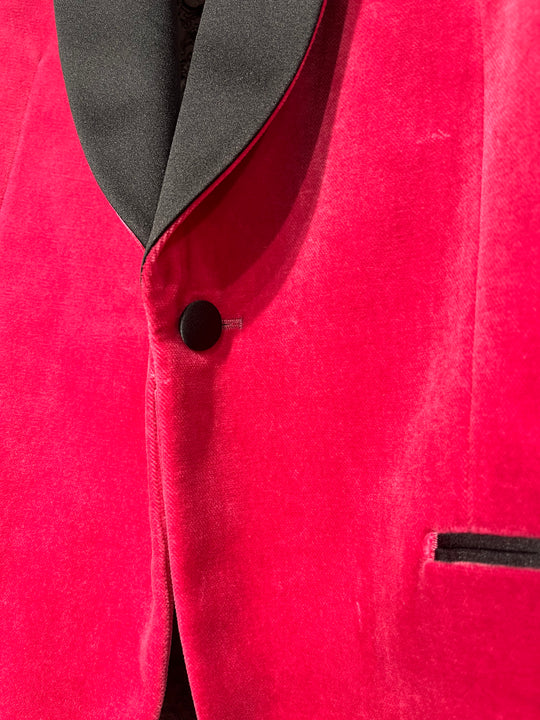 Velour Herrejakke Smokingjakke Pink Spidsrevers