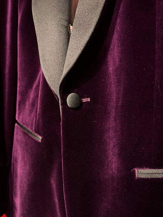 Velour Herrejakke Smokingjakke Eggplant Spidsrevers