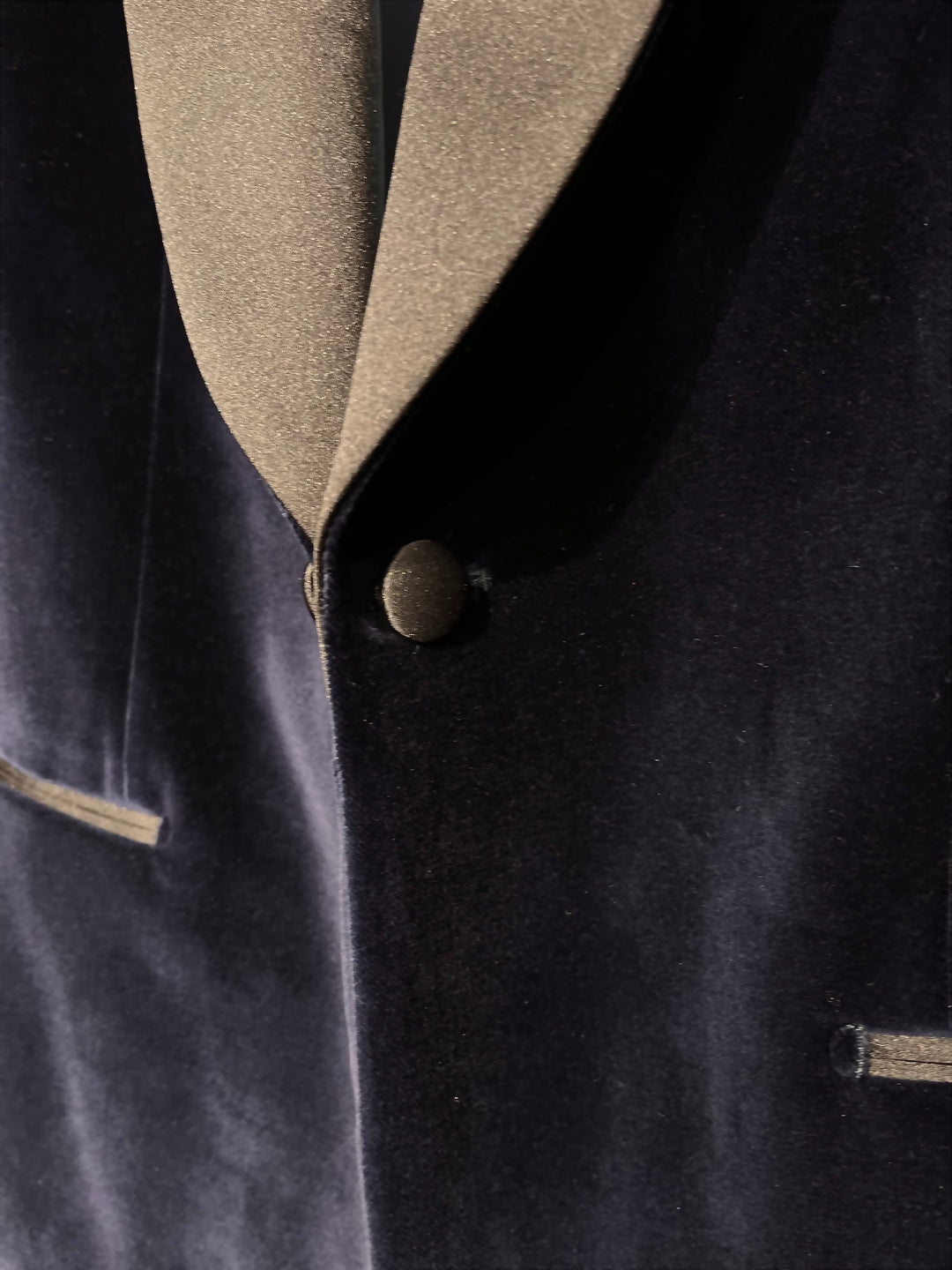 Velour Herrejakke Smokingjakke Navy Spidsrevers