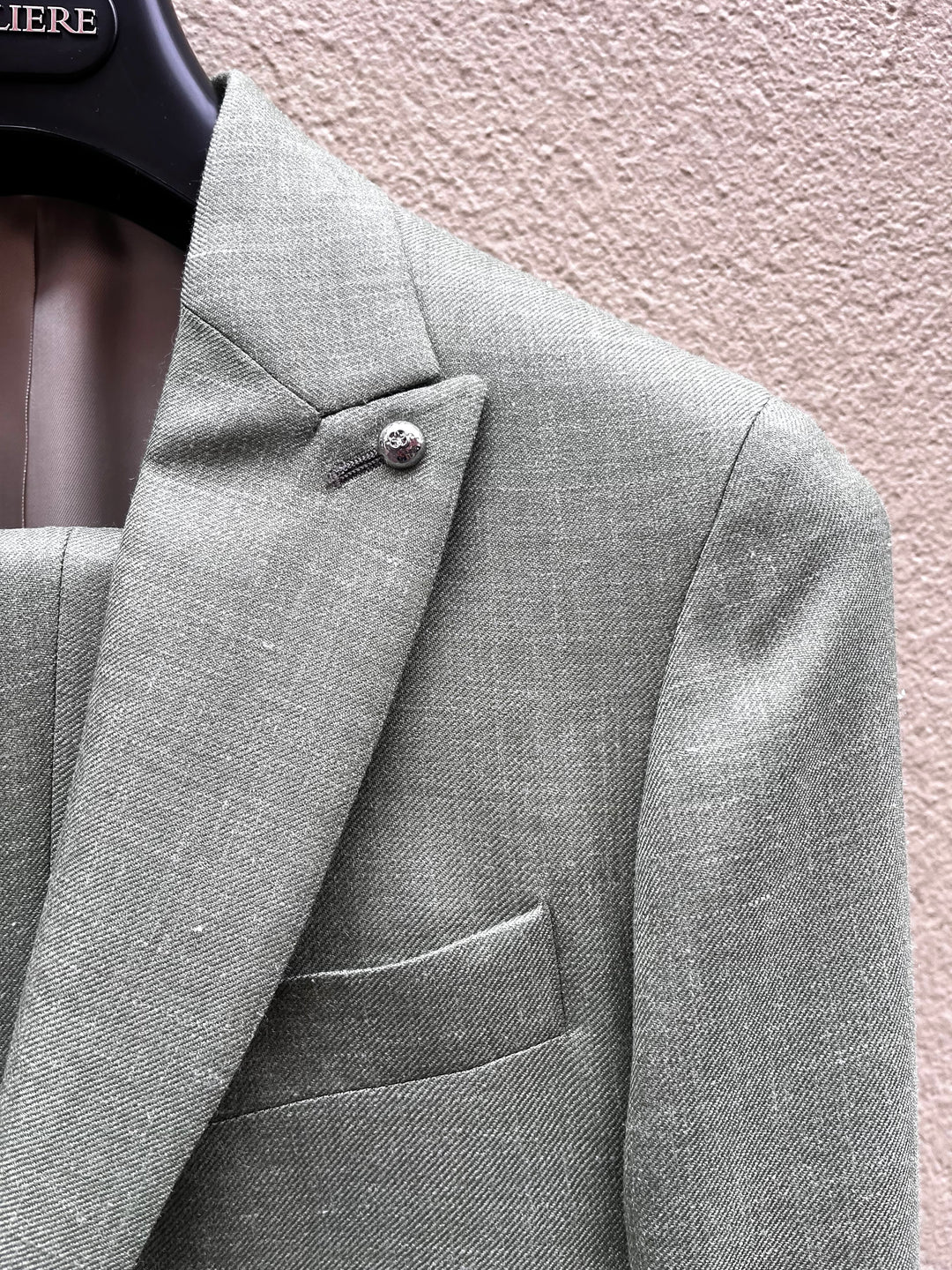 Pastelgrønt herrejakkesæt i silke-, uld- og hørkvalitet - Klassisk slim fit