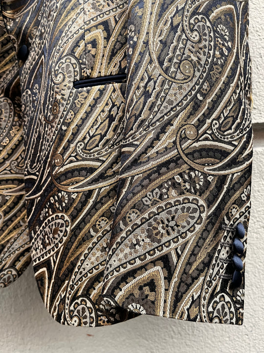 Guld paisley smokingblazer - silke spids revers