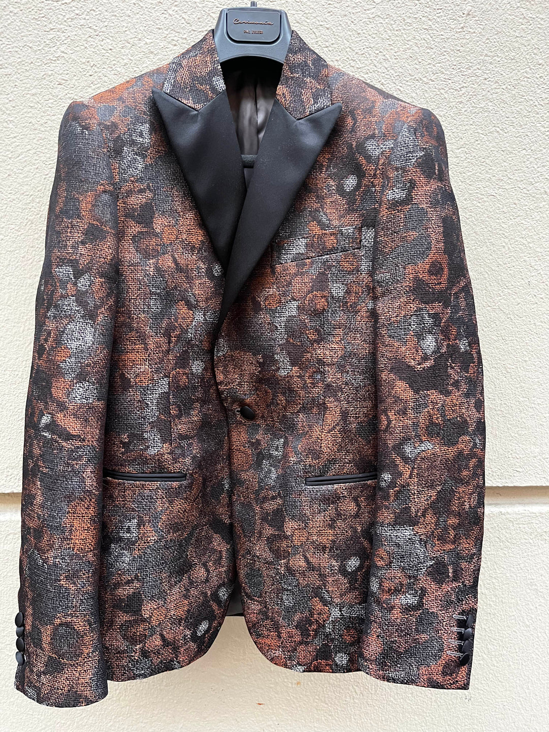 Metallic patterned tuxedo blazer - pointed lapel (copper, silver, black)