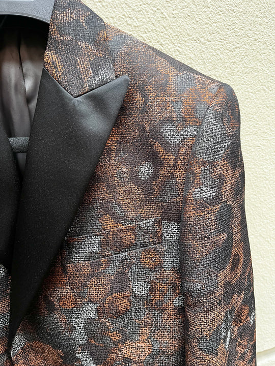 Metallic patterned tuxedo blazer - pointed lapel (copper, silver, black)