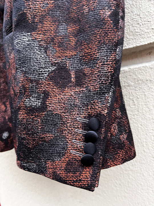 Metallic patterned tuxedo blazer - pointed lapel (copper, silver, black)