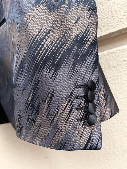 Kobber/sort metallisk smokingblazer - spids revers
