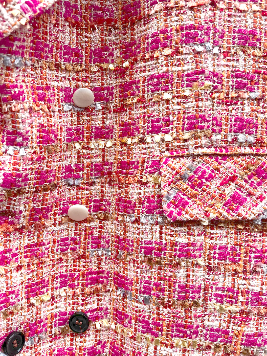 Pink/Orange Bouclé Double-Breasted Vest by DavidK
