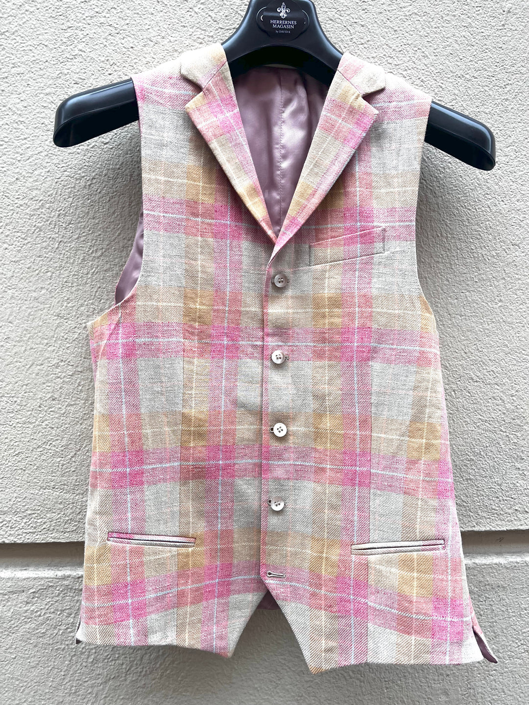 Pink ternet vest i hør by David K