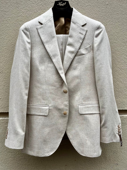 Beige silk men's suit