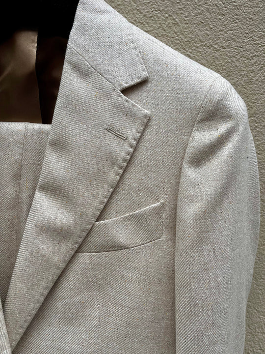 Beige silk men's suit
