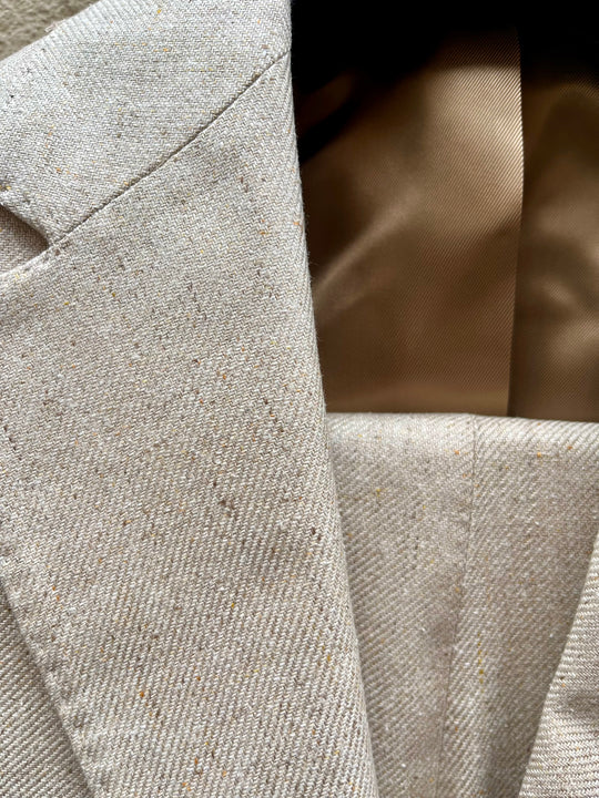 Beige silk men's suit
