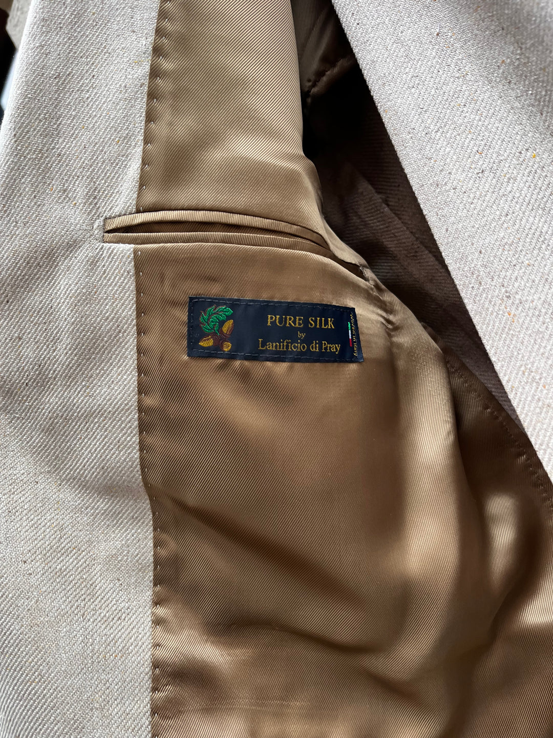 Beige silk men's suit