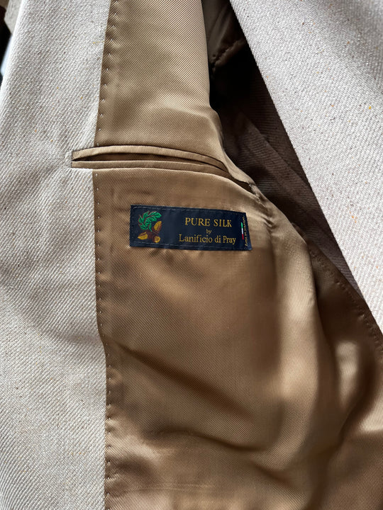 Beige silk men's suit