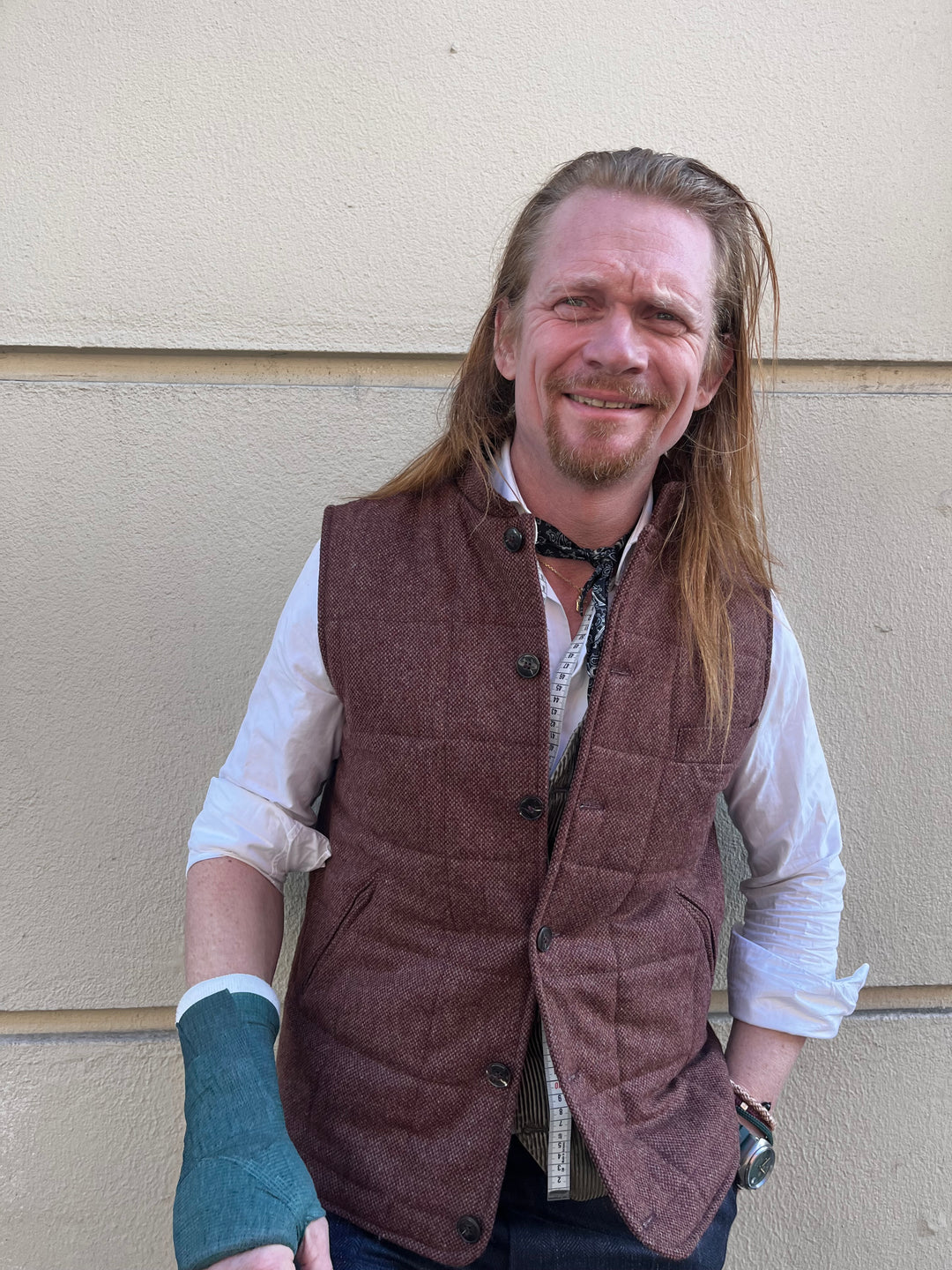 Quilted Men's Vest in Red Flannel by David K
