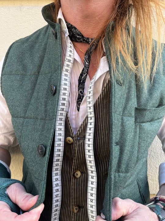 Men's Quilted Vest in Green Flannel by David K
