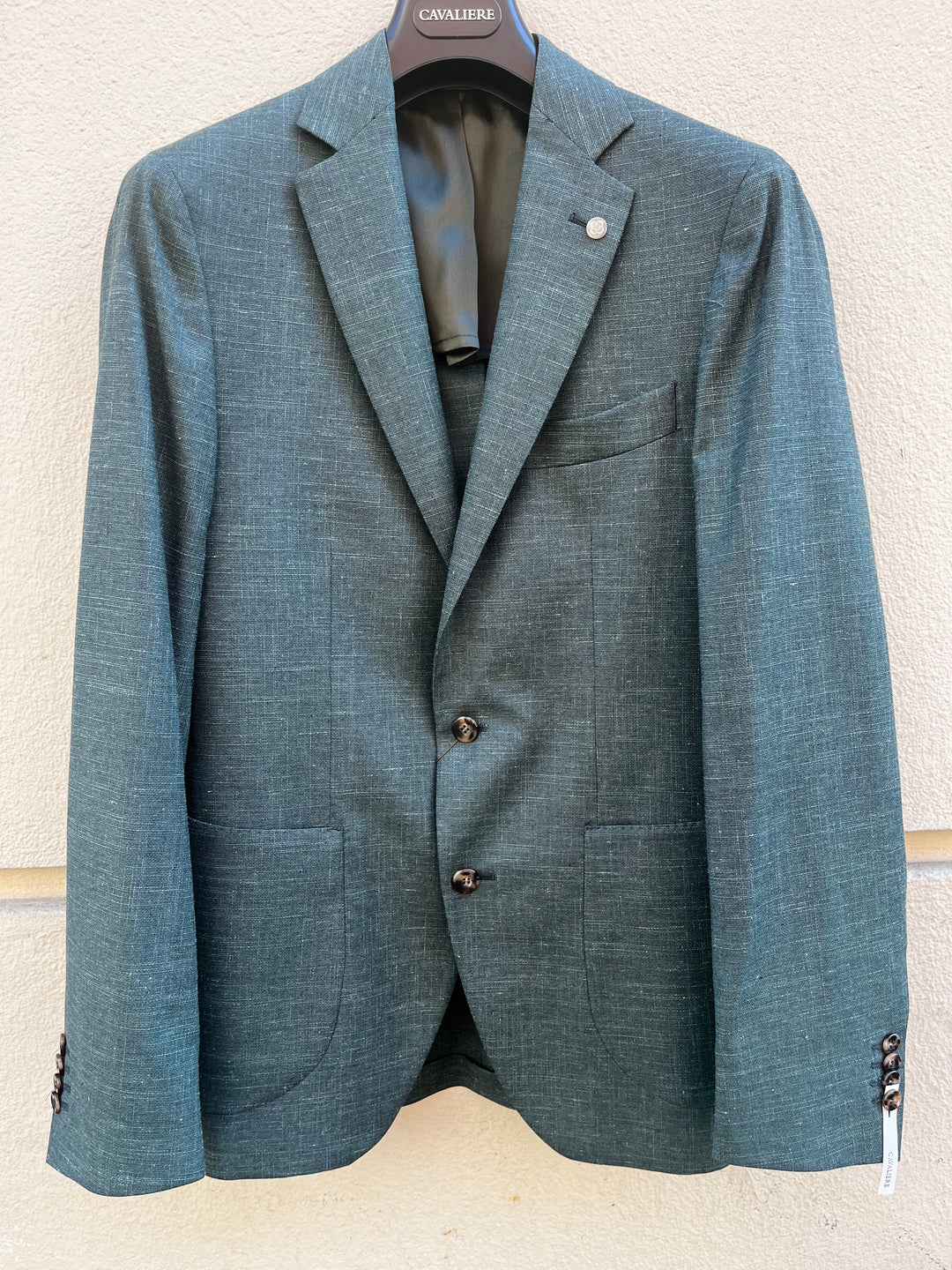 Green men's jacket - notch lapel