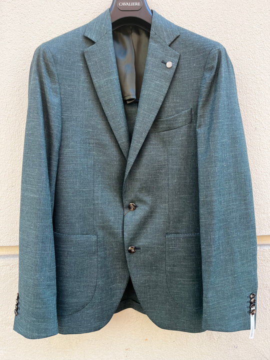 Green men's jacket - notch lapel
