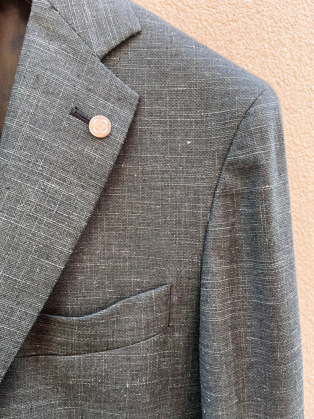Green men's jacket - notch lapel