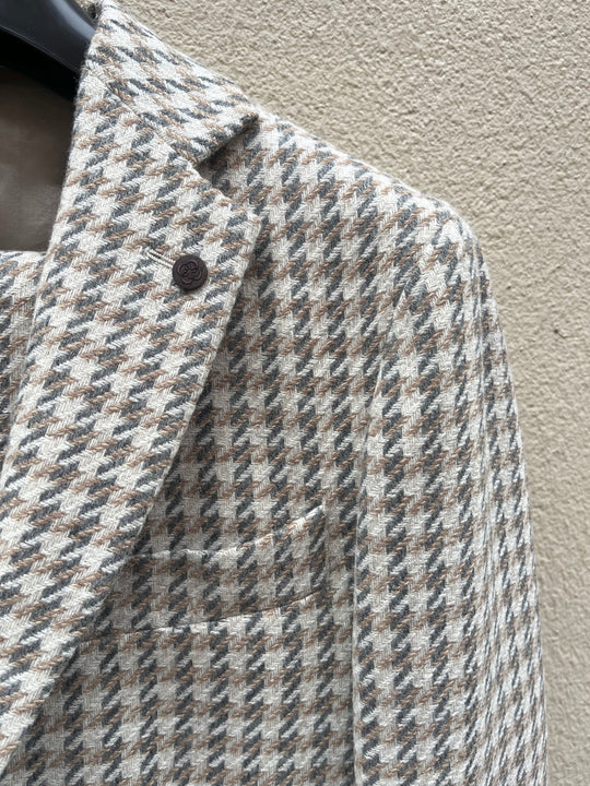 Lyst houndstooth jakkesæt i uld/silke by DavidK