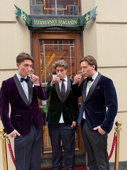 Velour Herrejakke Smokingjakke Eggplant Sjalsrevers